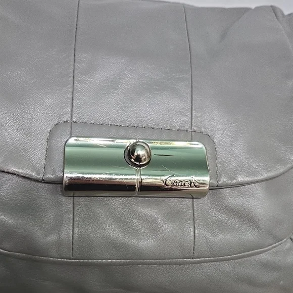 Coach Kristen Gray Leather Shoulder Hobo with Silver Hardware - Picture 9 of 16